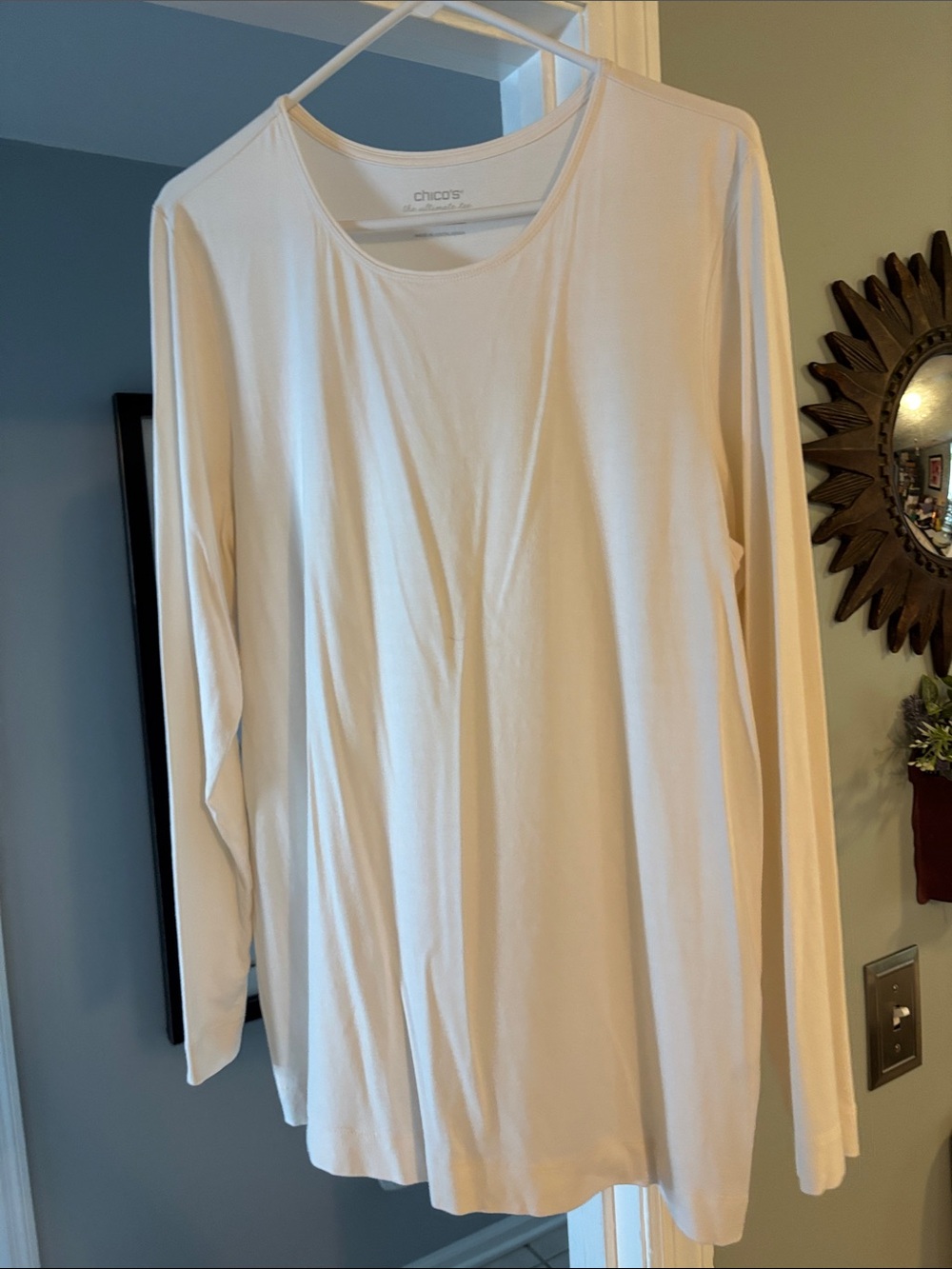 Chico’s “The Ultimate Tee” Long Sleeve Crew Neck Shirt - Cream
